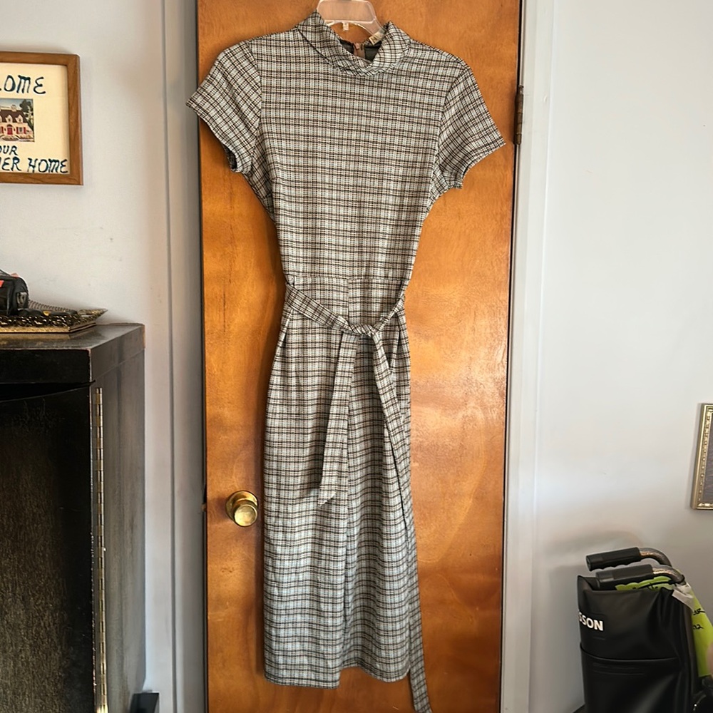 Plaid tie waist jumpsuit